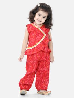 BownBee - Cotton Top with Harem for Girls- Red (Set of 2)