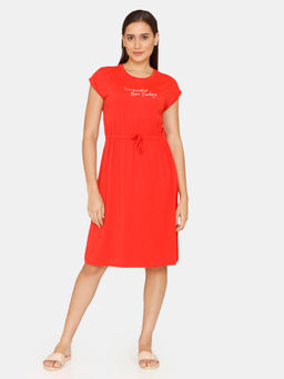 Zivame - Lounge Knit Poly Loungewear Dress Aurora Red