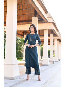 Anastay Clothing - Trendy Bottle Green Kurta Pant (Set of 2)