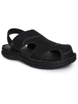 BUCKAROO - Black Leather Round Toe Pu Pair Of Sandals