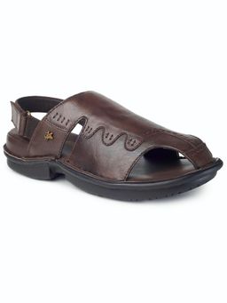 BUCKAROO - Brown Faux Leather Round Toe Tpr Pair Of Sandals