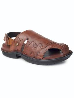 BUCKAROO - Tan Faux Leather Round Toe Tpr Pair Of Sandals