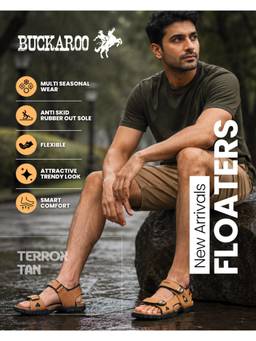 BUCKAROO - Tan Faux Leather Open Toe Rubber Pair Of Sandals