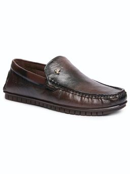 BUCKAROO - Brown Leather Round Toe Tpr Pair Of Loafers