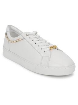 Guess - White Leather Round Toe Pu Pair Of Sneakers