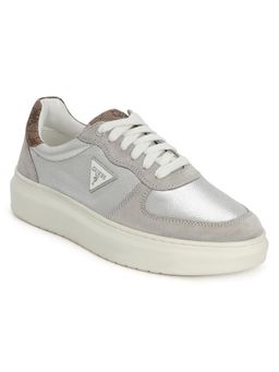 Guess - Silver Leather Round Toe Pu Pair Of Sneakers