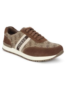 Guess - Beige Leather Round Toe Pu Pair Of Sneakers