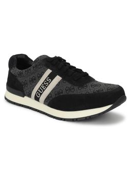 Guess - Black Leather Round Toe Pu Pair Of Sneakers