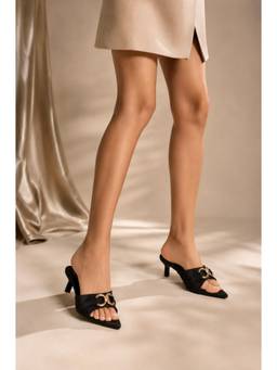 SCENTRA - Black Synthetic Almond Toe Resin Pair Of Heels