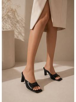 SCENTRA - Black Synthetic Square Toe Resin Pair Of Heels