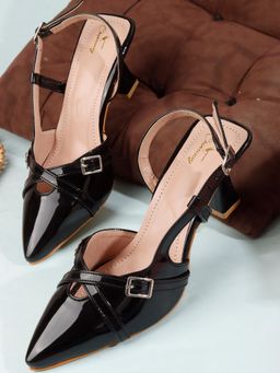 CHINRAAG - Black Synthetic Pointed Toe Tpr Pair Of Heels