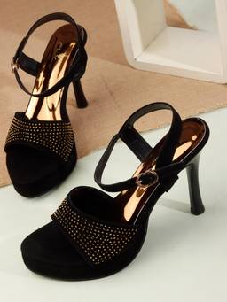 CHINRAAG - Gold Synthetic Round Toe Tpr Pair Of Heels