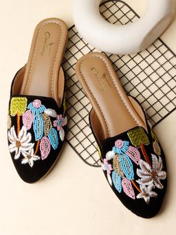 CHINRAAG - Black Synthetic Round Toe Tpr Pair Of Mules