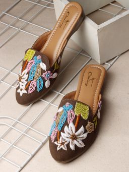 CHINRAAG - Brown Synthetic Round Toe Tpr Pair Of Mules