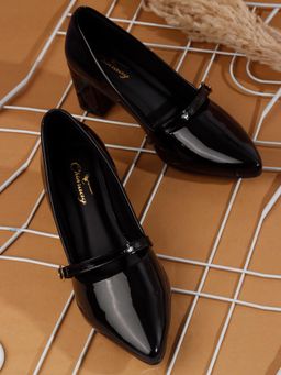 CHINRAAG - Black Synthetic Pointed Toe Tpr Pair Of Pumps