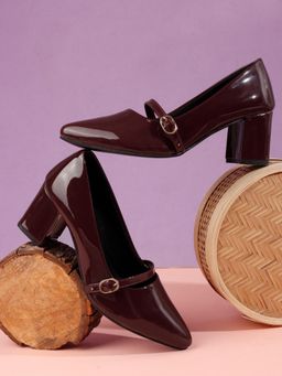 CHINRAAG - Maroon Synthetic Pointed Toe Tpr Pair Of Pumps