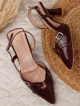 CHINRAAG - Maroon Synthetic Pointed Toe Tpr Pair Of Heels