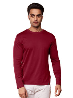 The Souled Store - Supima Cotton Full Sleeve Burgundy Supima Full Sleeve T-shirt For Mens