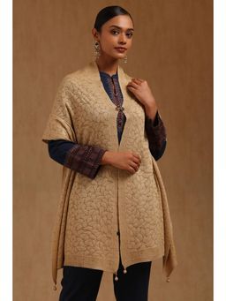 Soch - Womens Beige Acrylic Knitted Shawl