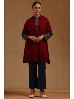 Soch - Womens Maroon Acrylic Knitted Shawl