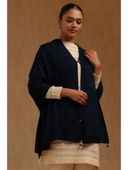 Soch - Womens Navy Blue Acrylic Knitted Shawl
