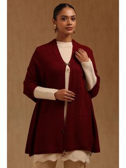 Soch - Womens Maroon Acrylic Knitted Shawl