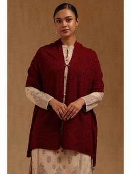 Soch - Womens Maroon Acrylic Knitted Shawl