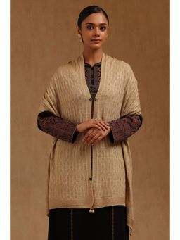 Soch - Womens Beige Acrylic Knitted Shawl