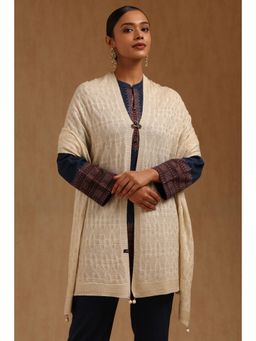 Soch - Womens Cream Acrylic Knitted Shawl