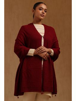 Soch - Womens Maroon Acrylic Knitted Shawl