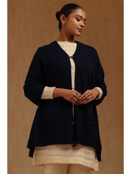 Soch - Womens Navy Blue Acrylic Knitted Shawl