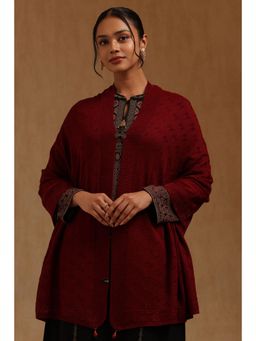Soch - Womens Maroon Acrylic Knitted Shawl