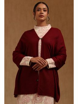 Soch - Womens Maroon Acrylic Knitted Shawl
