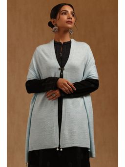 Soch - Womens Powder Blue Acrylic Knitted Shawl