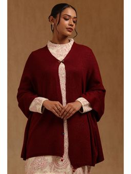 Soch - Womens Maroon Acrylic Knitted Shawl
