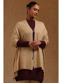 Soch - Womens Beige Acrylic Knitted Shawl