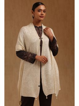 Soch - Womens Cream Acrylic Knitted Shawl