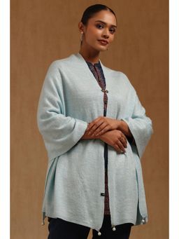Soch - Womens Powder Blue Acrylic Knitted Shawl