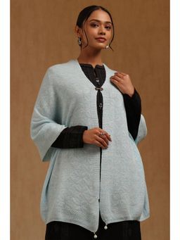 Soch - Womens Powder Blue Acrylic Knitted Shawl