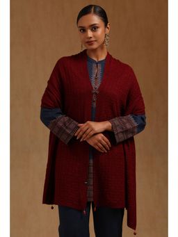 Soch - Womens Maroon Acrylic Knitted Shawl