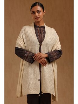 Soch - Womens Cream Acrylic Knitted Shawl