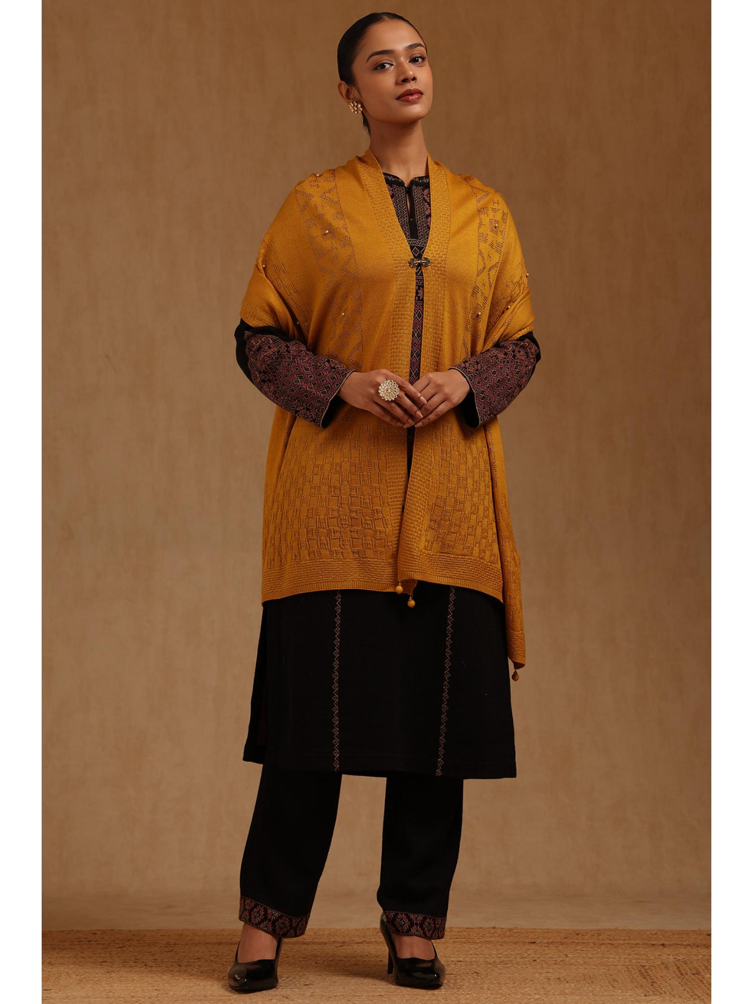 soch Womens Mustard Acrylic Shawl-picture-21