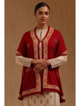 Soch - Womens Maroon Acrylic Knitted Shawl