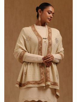 Soch - Womens Cream Acrylic Knitted Shawl