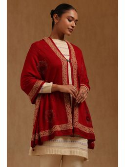 Soch - Womens Maroon Acrylic Knitted Shawl