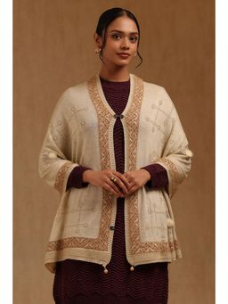 Soch - Womens Beige Acrylic Knitted Shawl