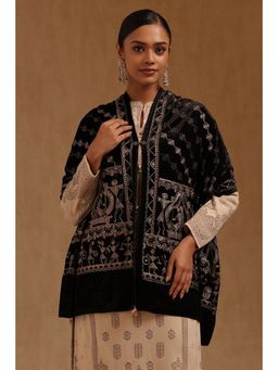 Soch - Womens Black Velvet Embroidered Shawl