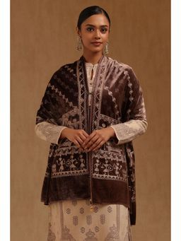 Soch - Womens Earth Velvet Embroidered Shawl