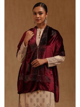 Soch - Womens Brick Red Velvet Shawl