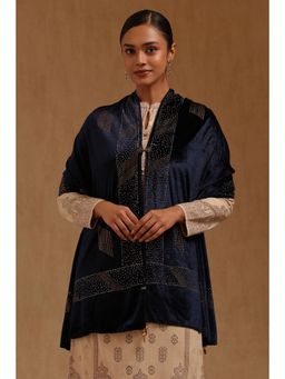 Soch - Womens Navy Blue Velvet Shawl